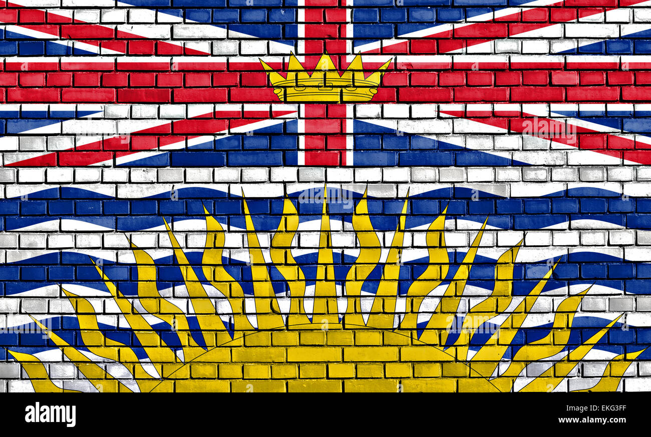 flag of British Columbia painted on brick wall Stock Photo