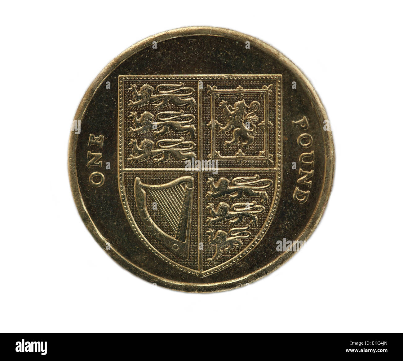 British One pound coin on a white background Stock Photo