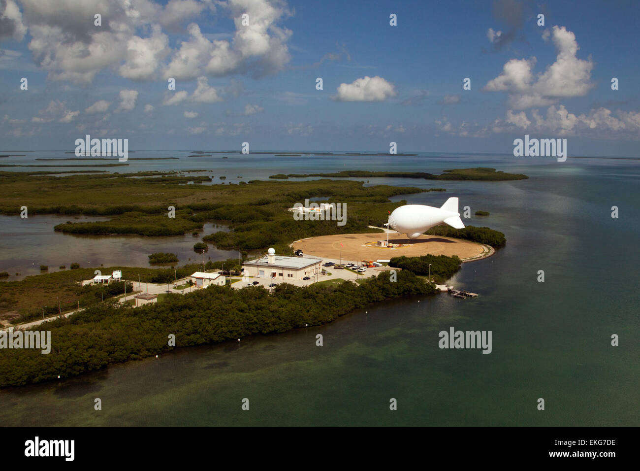 072214: Cudjoe Key Florida - Tethered Aerostat Radar System (TARS).  Donna Burton Stock Photo