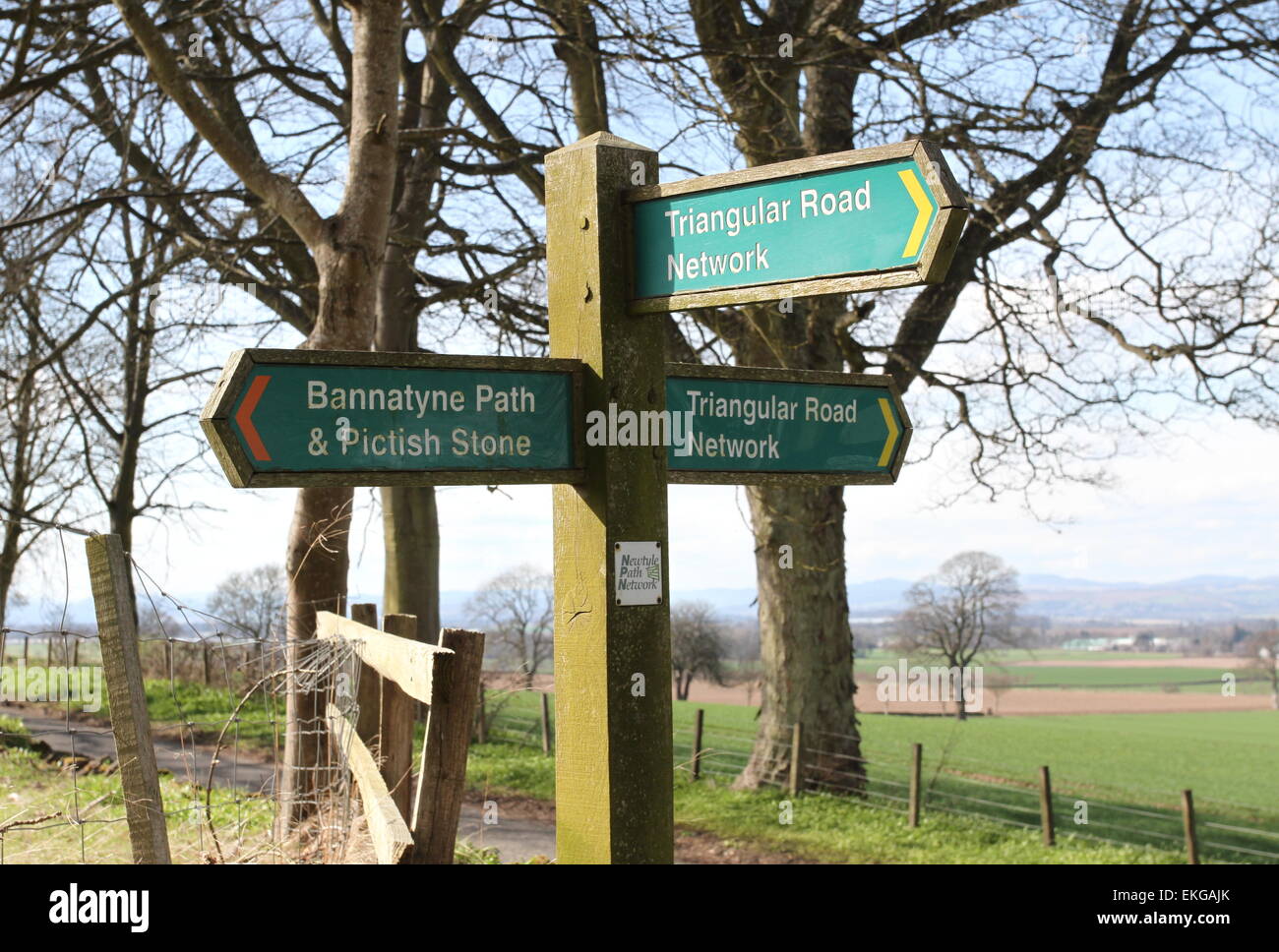 Sign for Keillor standing stone Scotland  April 2015 Stock Photo