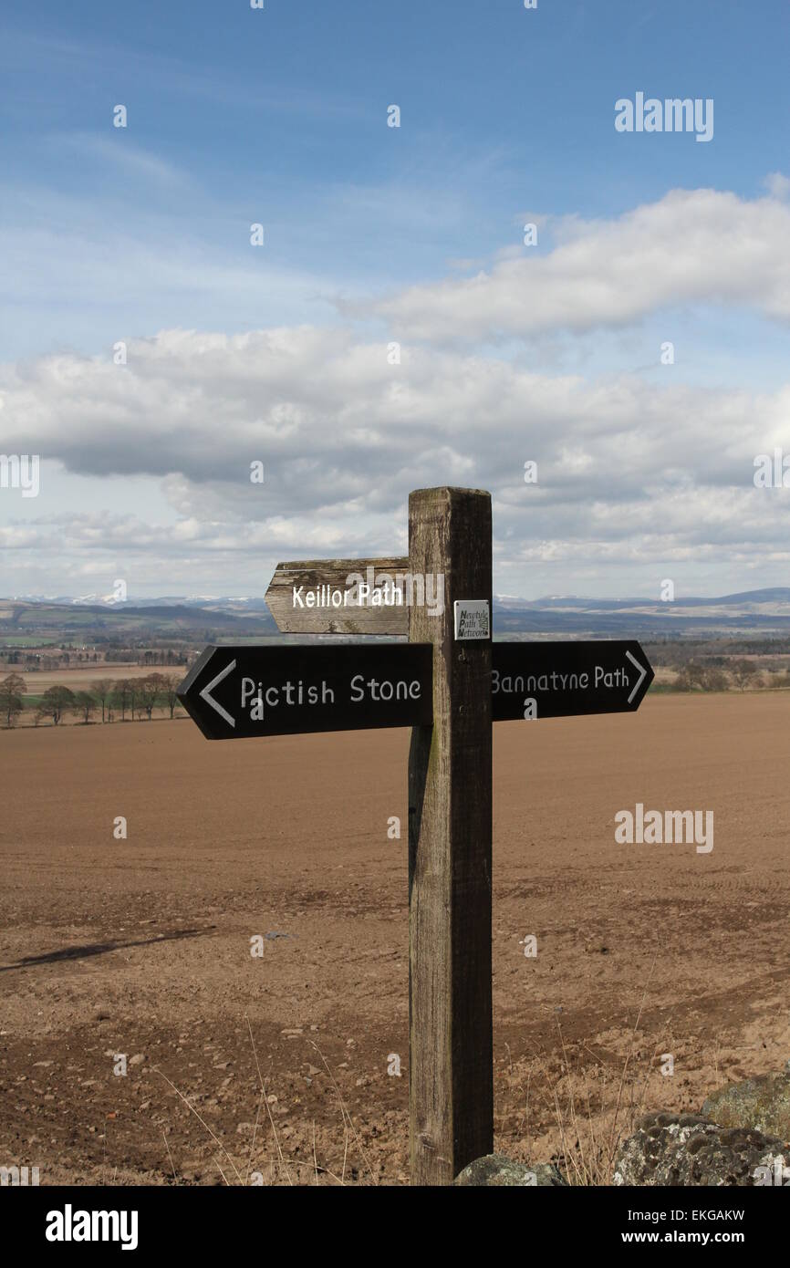 Sign for Keillor standing stone Scotland  April 2015 Stock Photo