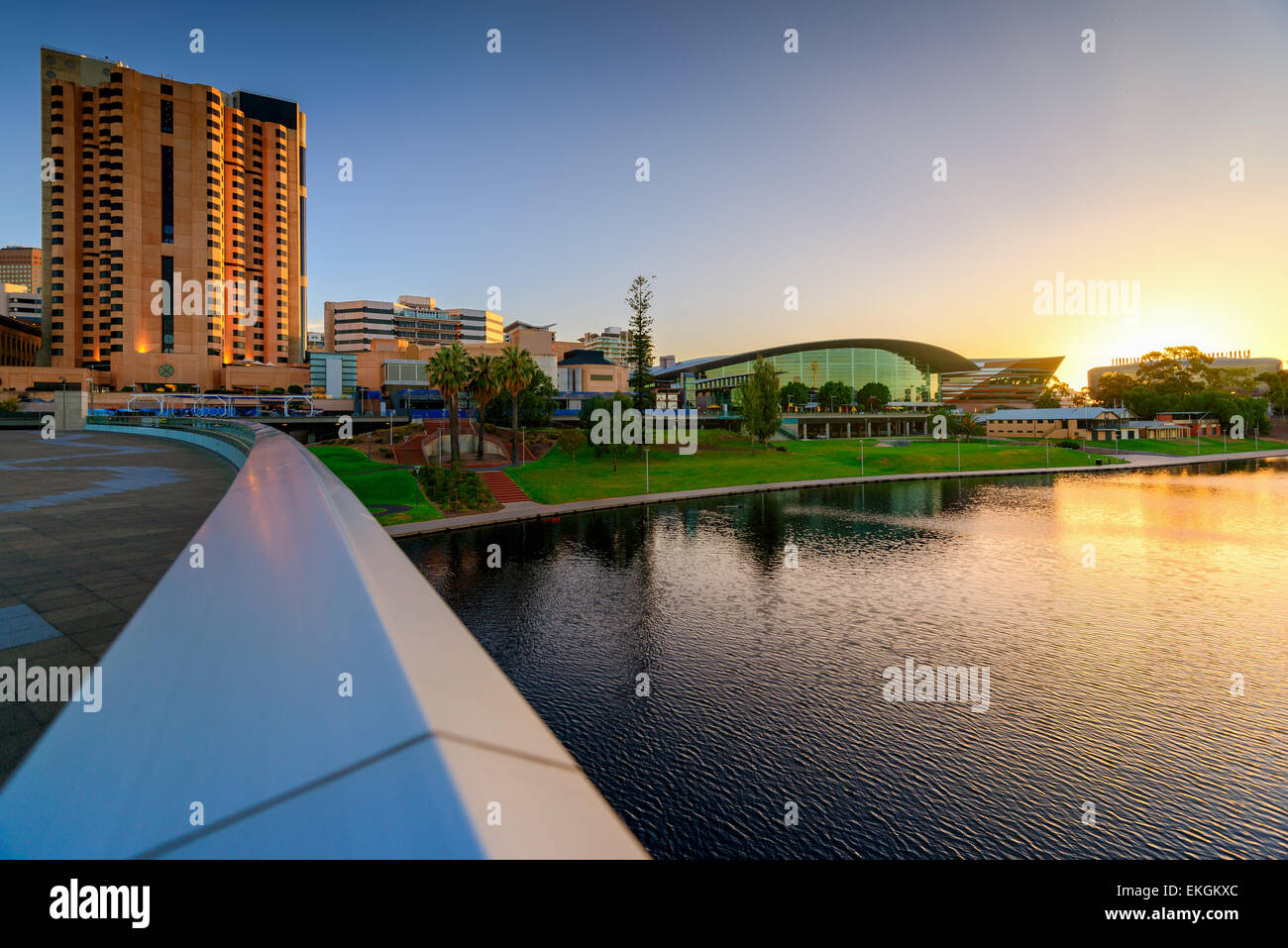 Adelaide City Business District, Riverbank Bridge across Torrens River Stock Photo