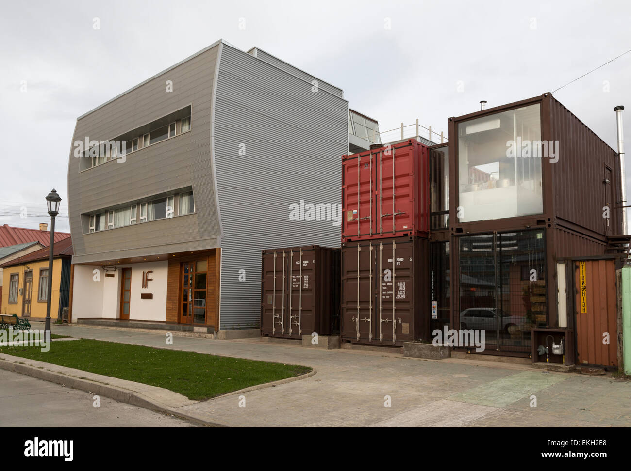 Hotel IF Patagonia, and associated restaurant built out of containers. Puerto  Natales, Chile Stock Photo - Alamy
