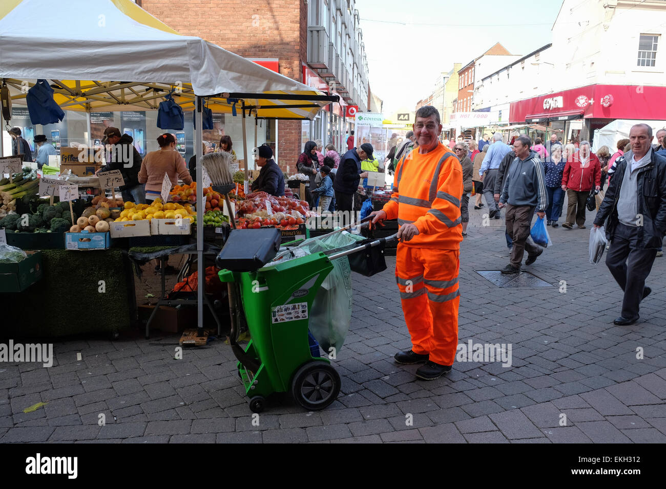 street cleaner in loughborough town centre Stock Photo