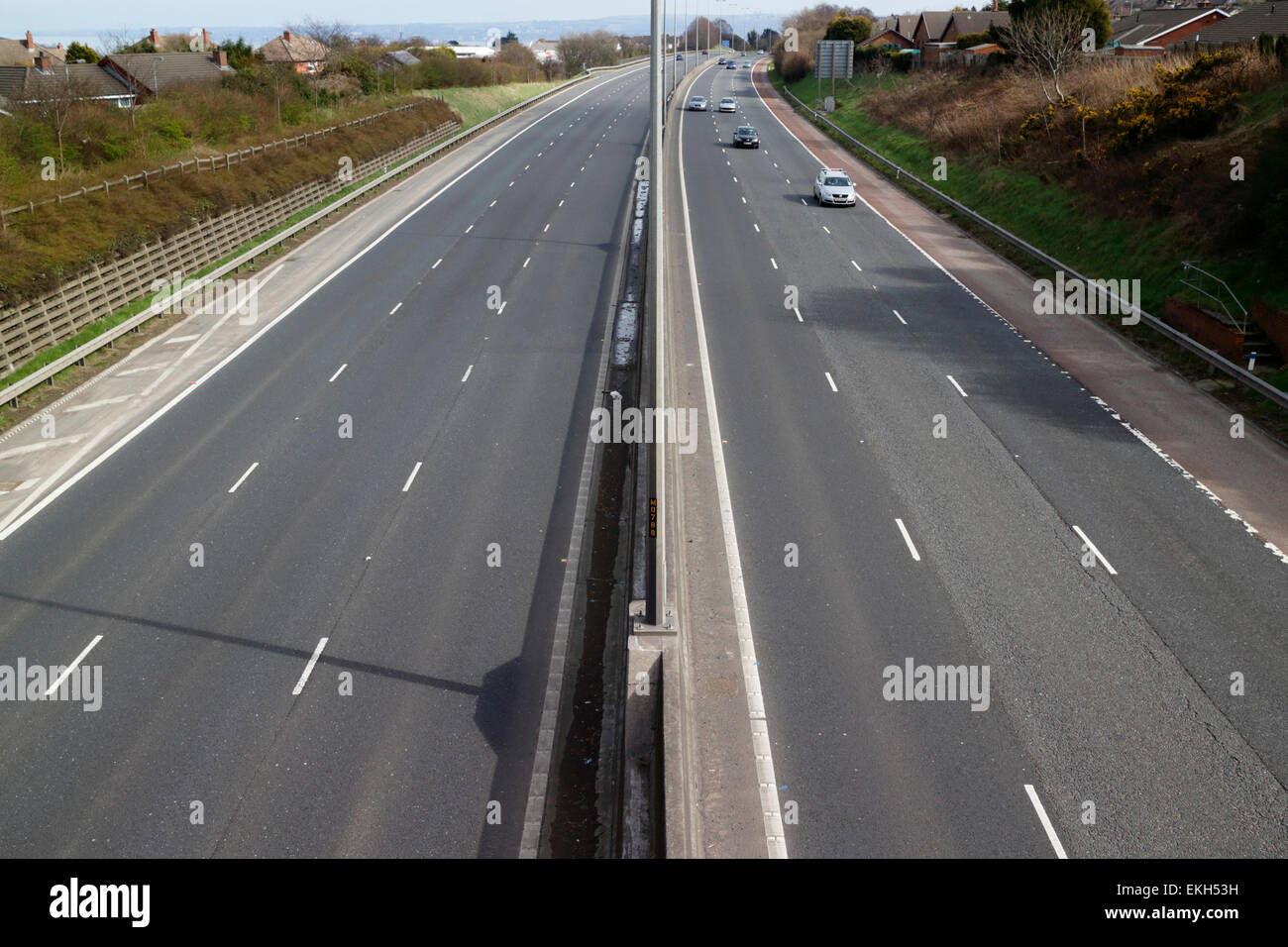 looking down on M2 motorway in county antrim northern ireland Stock Photo