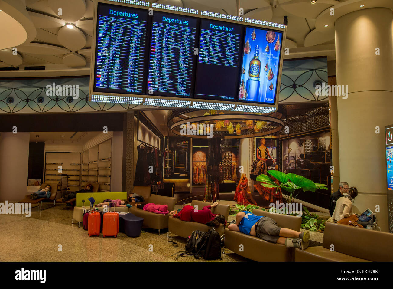 Passengers sleeping at Chhatrapati Shivaji International Airport in