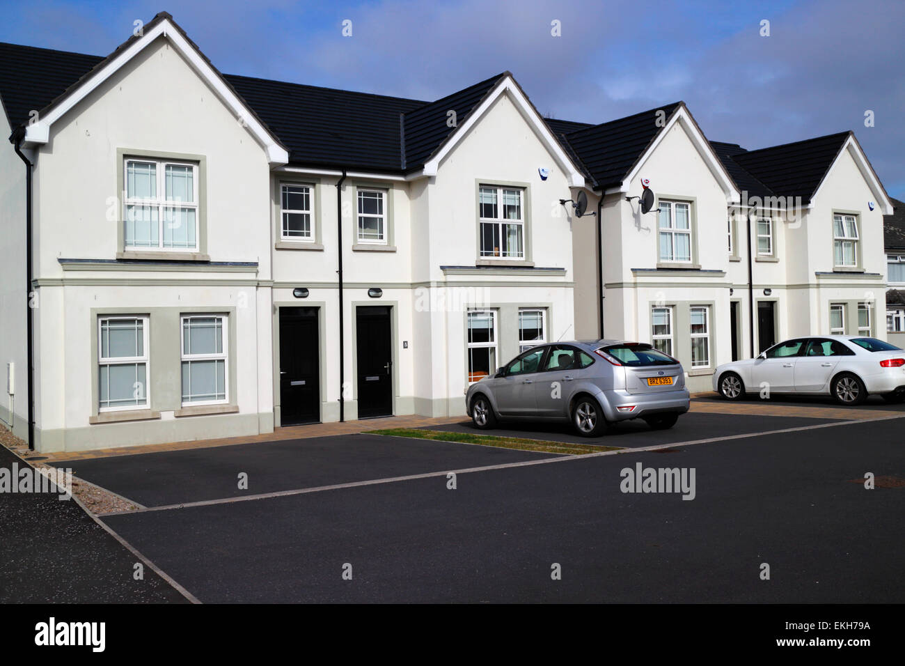 northern ireland new build semi detached properties with parking spaces in a new development Stock Photo