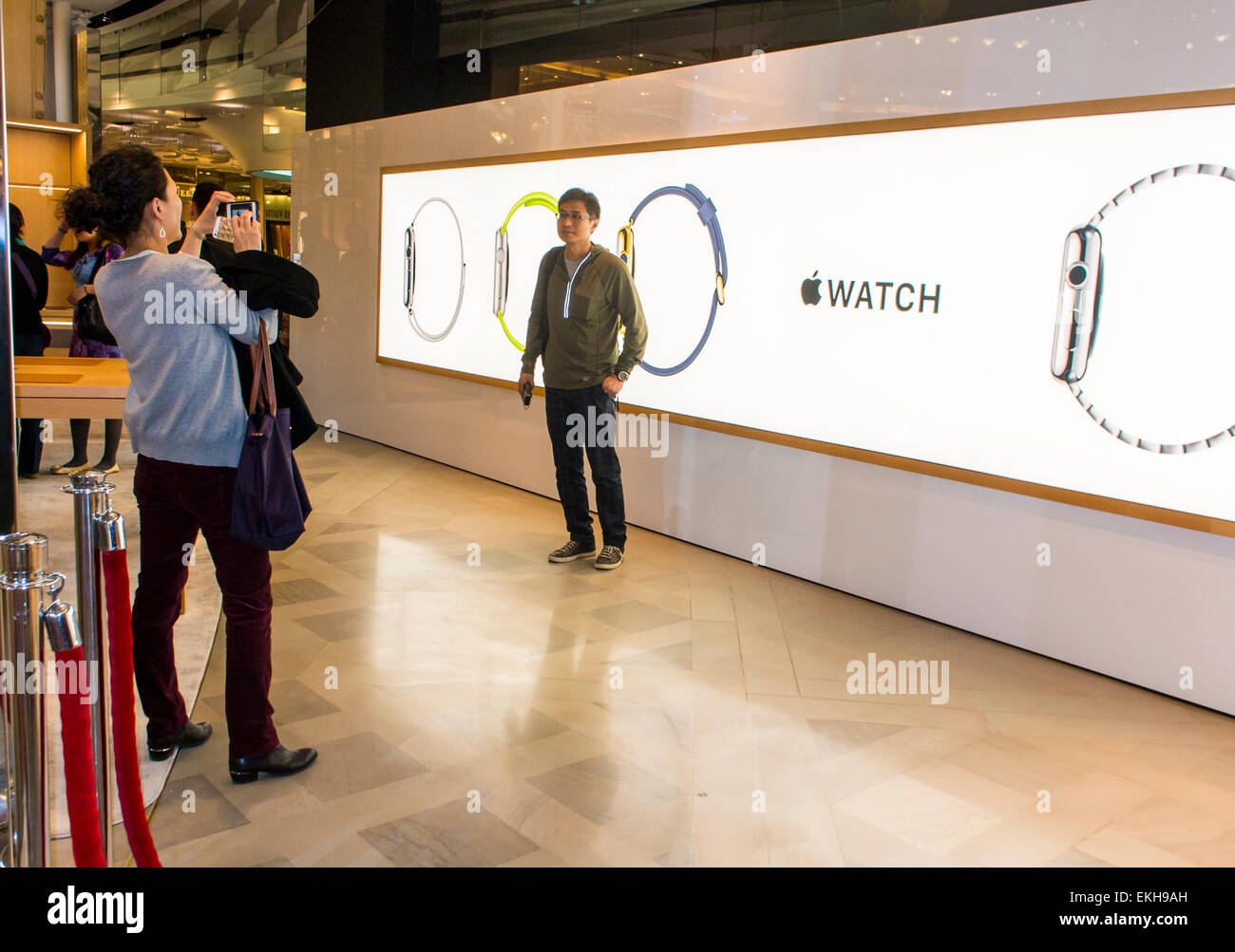 Paris, France. Apple Corp. Store Opens in French Department Store, Galeries Lafayette for I