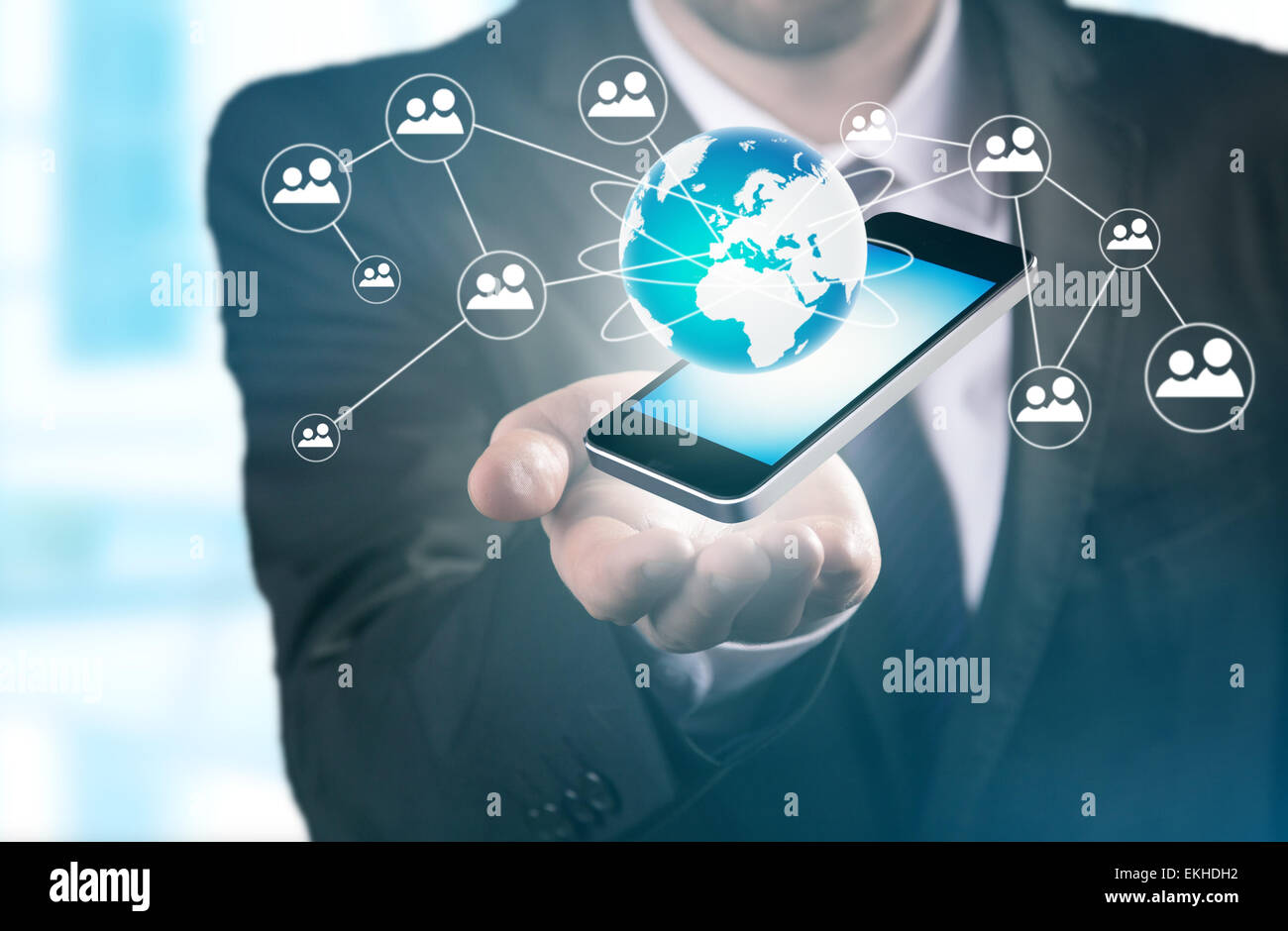 Modern wireless technology and social media illustration Stock Photo ...