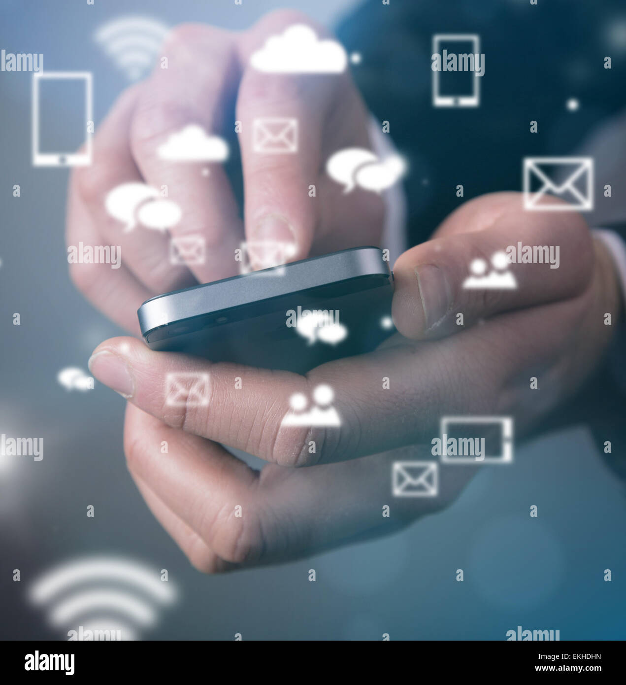 Modern wireless technology and social media illustration Stock Photo ...
