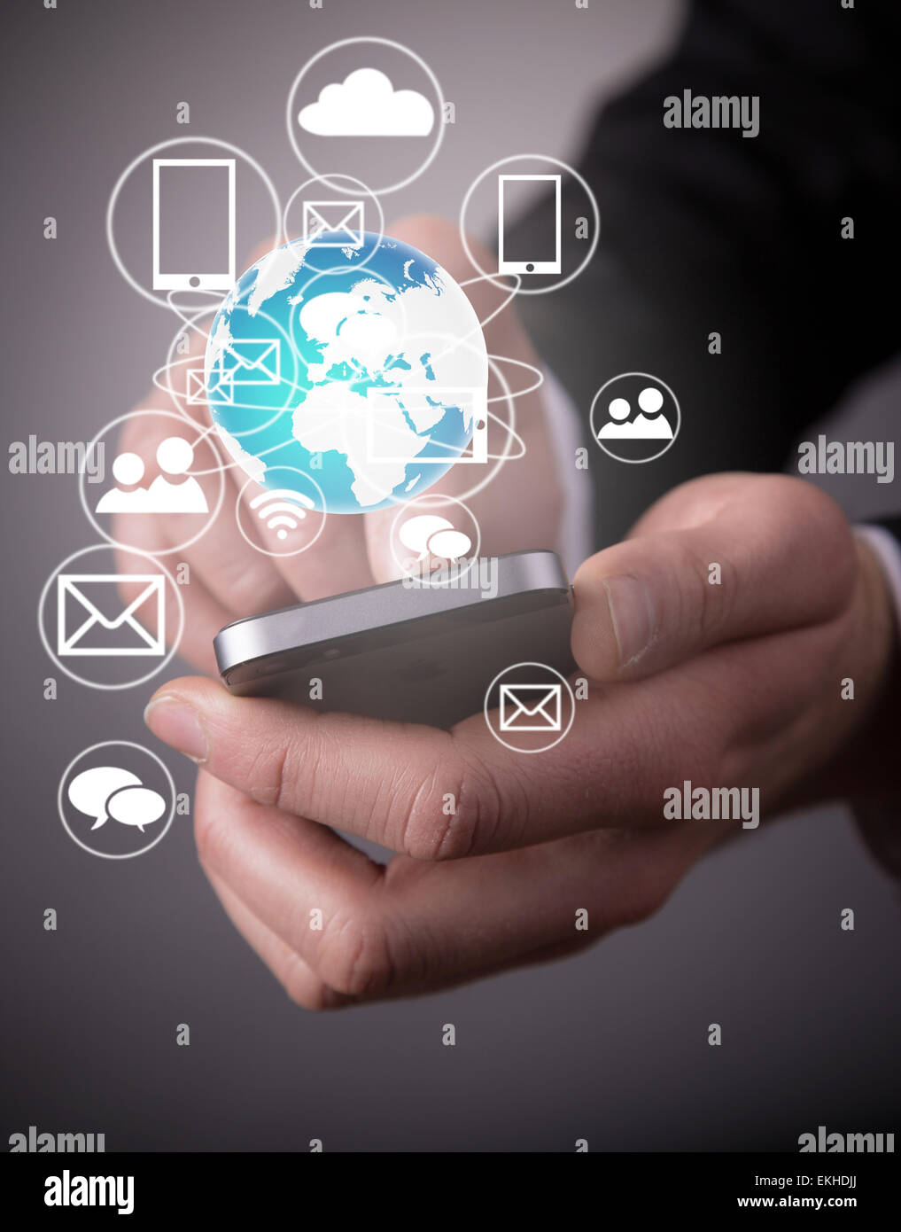 Modern wireless technology and social media illustration Stock Photo ...