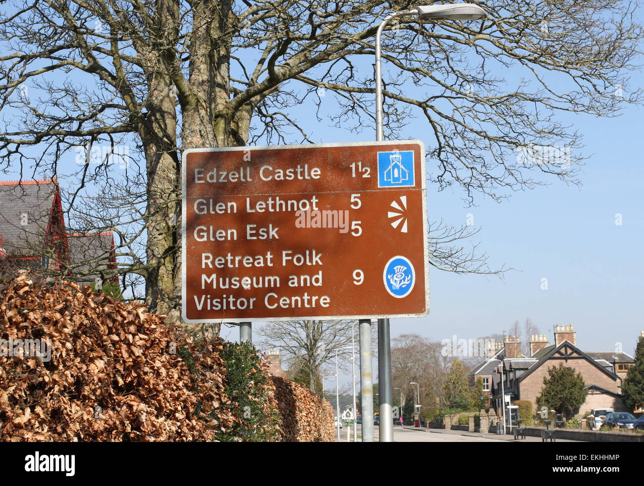 Tourist attraction sign Edzell Scotland  April 2015 Stock Photo