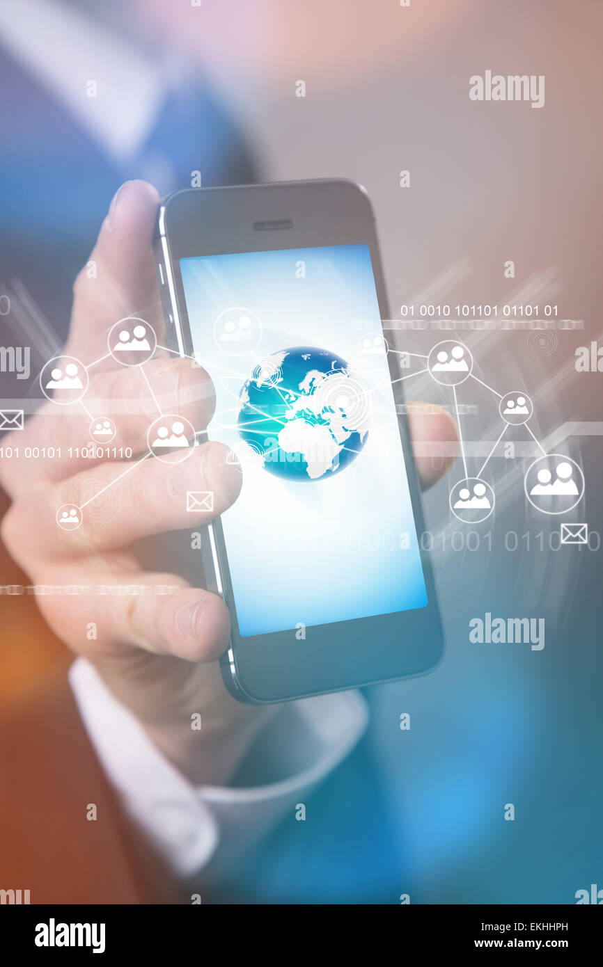Modern wireless technology and social media illustration Stock Photo ...