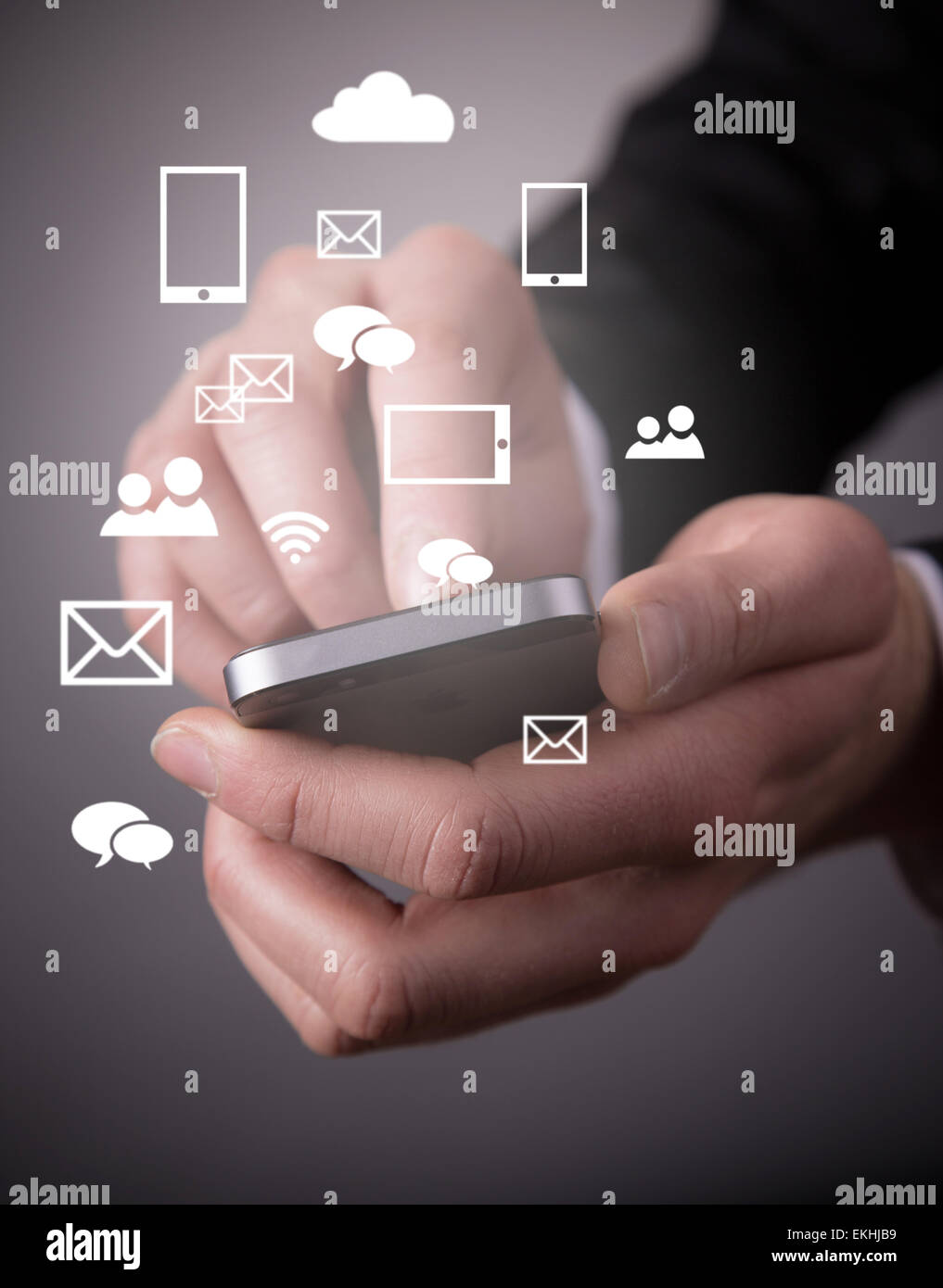 Modern wireless technology and social media illustration Stock Photo ...