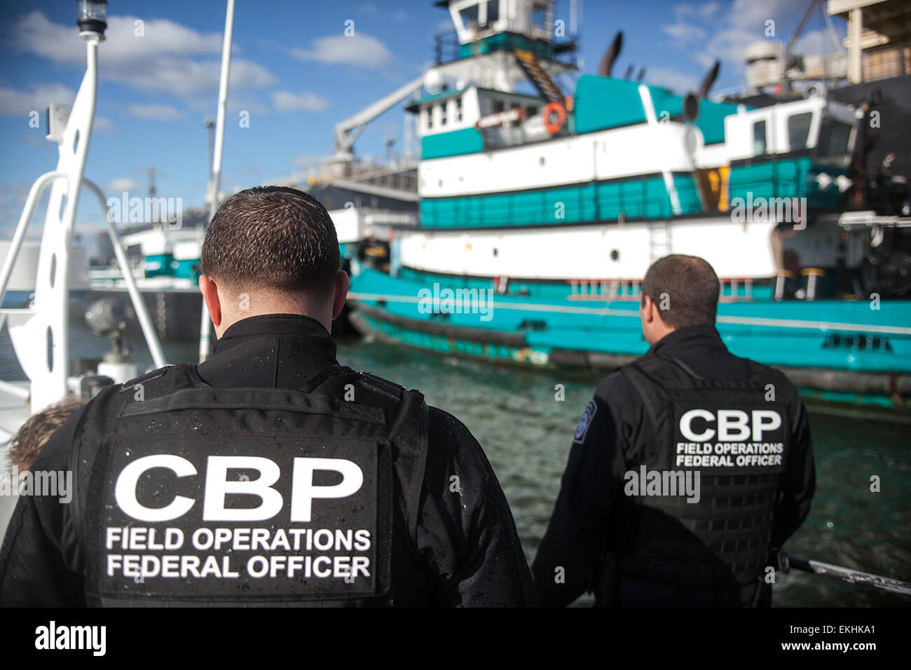 Customs and Border Protection officers assigned to the Area Port of  Jacksonville, Florida inspect and seize items being shipped into the United  States that are not compliant with intellectual property rights on