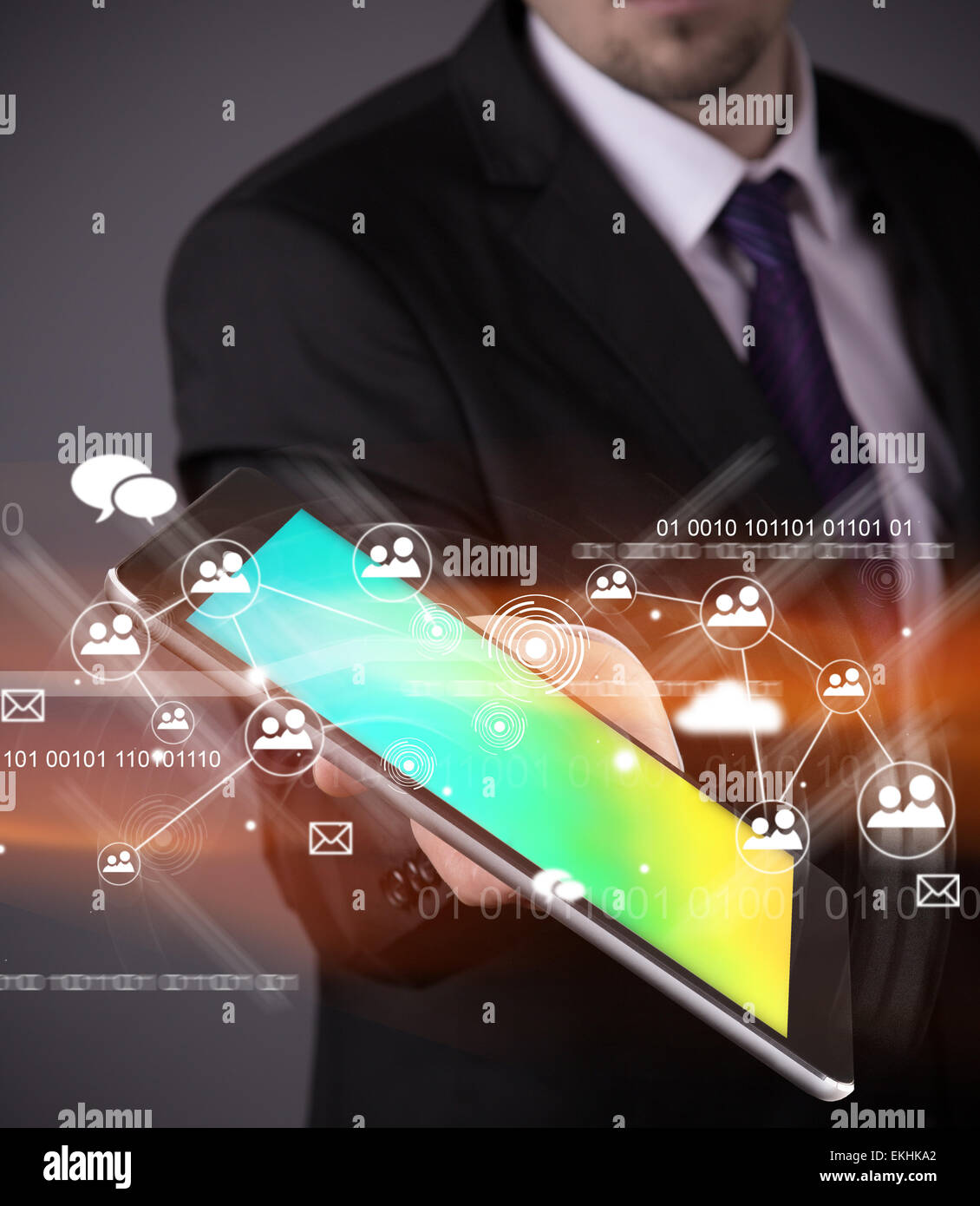 Modern wireless technology and social media illustration Stock Photo ...