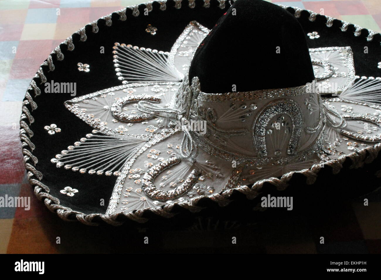 Mexican Hat Black Silver Sombrero High 