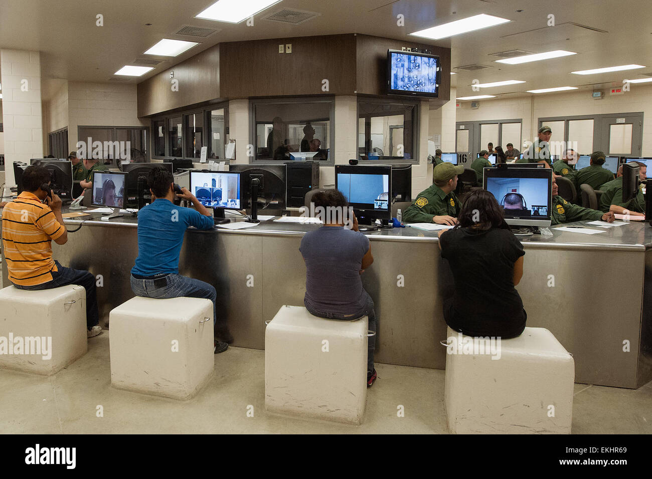 South Texas aliens who crossed the border illegally are assisted at the Customs Processing Center to determine their particular situation and solution for placement.  Donna Burton Stock Photo