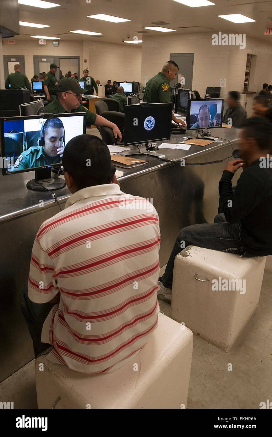 South Texas aliens who crossed the border illegally are assisted at the Customs Processing Center to determine their particular situation and solution for placement.  Donna Burton Stock Photo