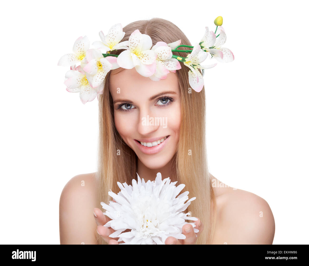Flowers Crown Head Girl Stock Photos Flowers Crown Head Girl