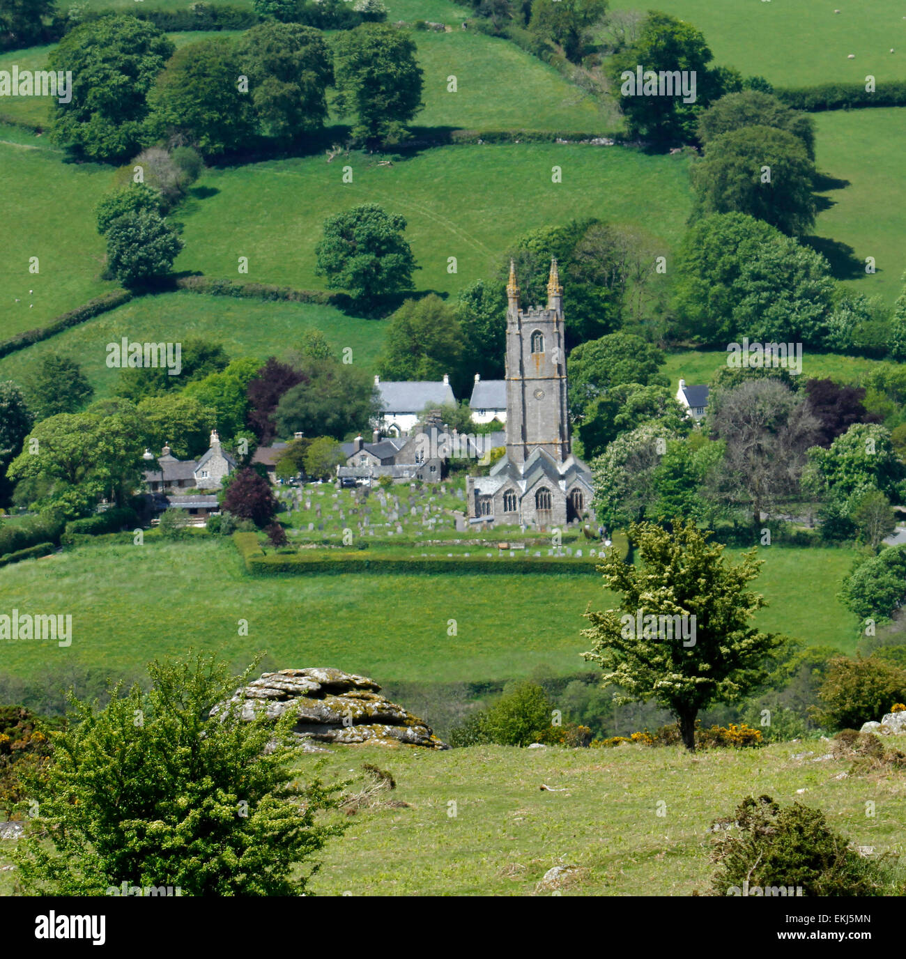 village & the church with graveyard surrounded by