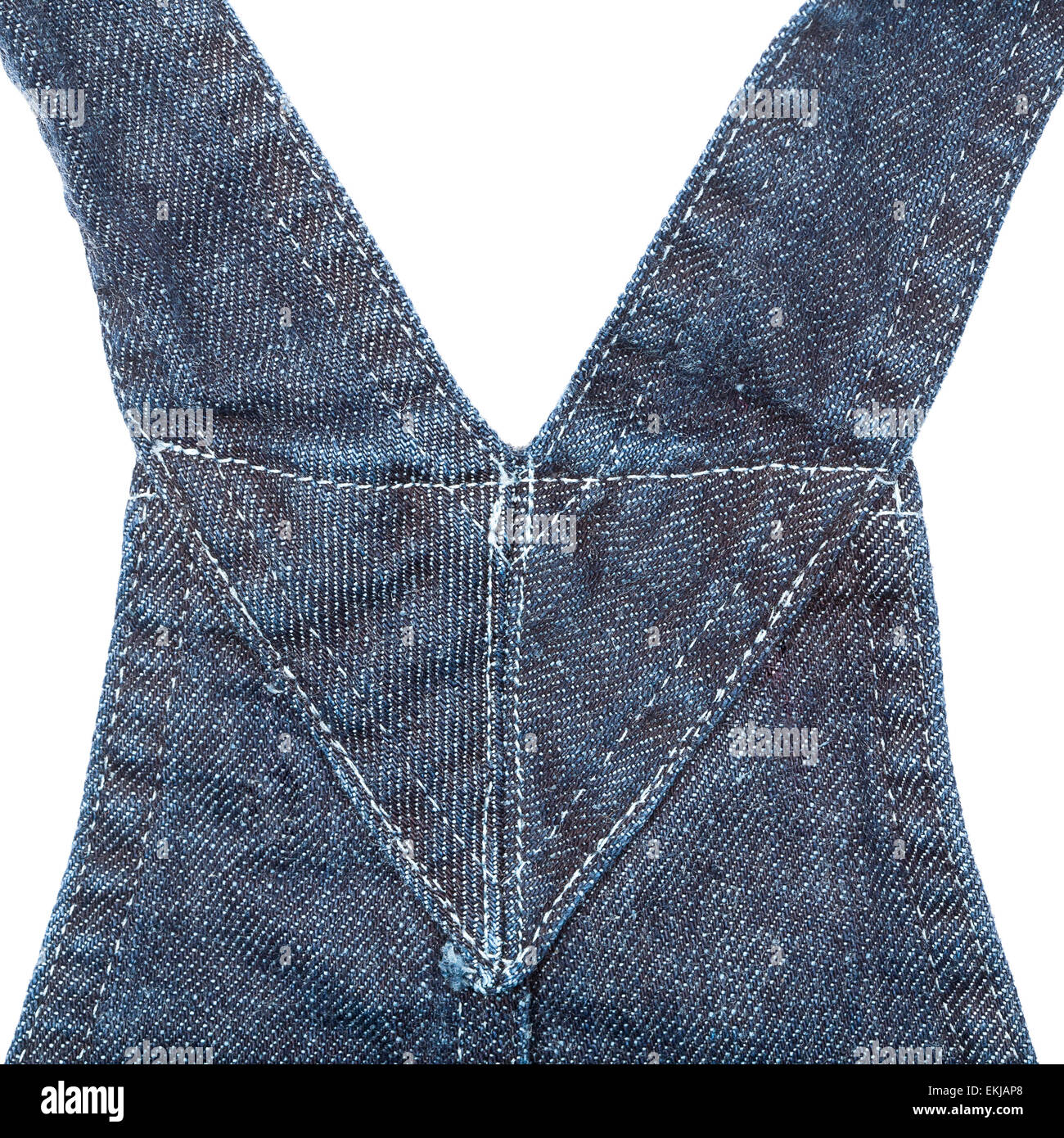 Detail of jeans with braces on white background Stock Photo Alamy