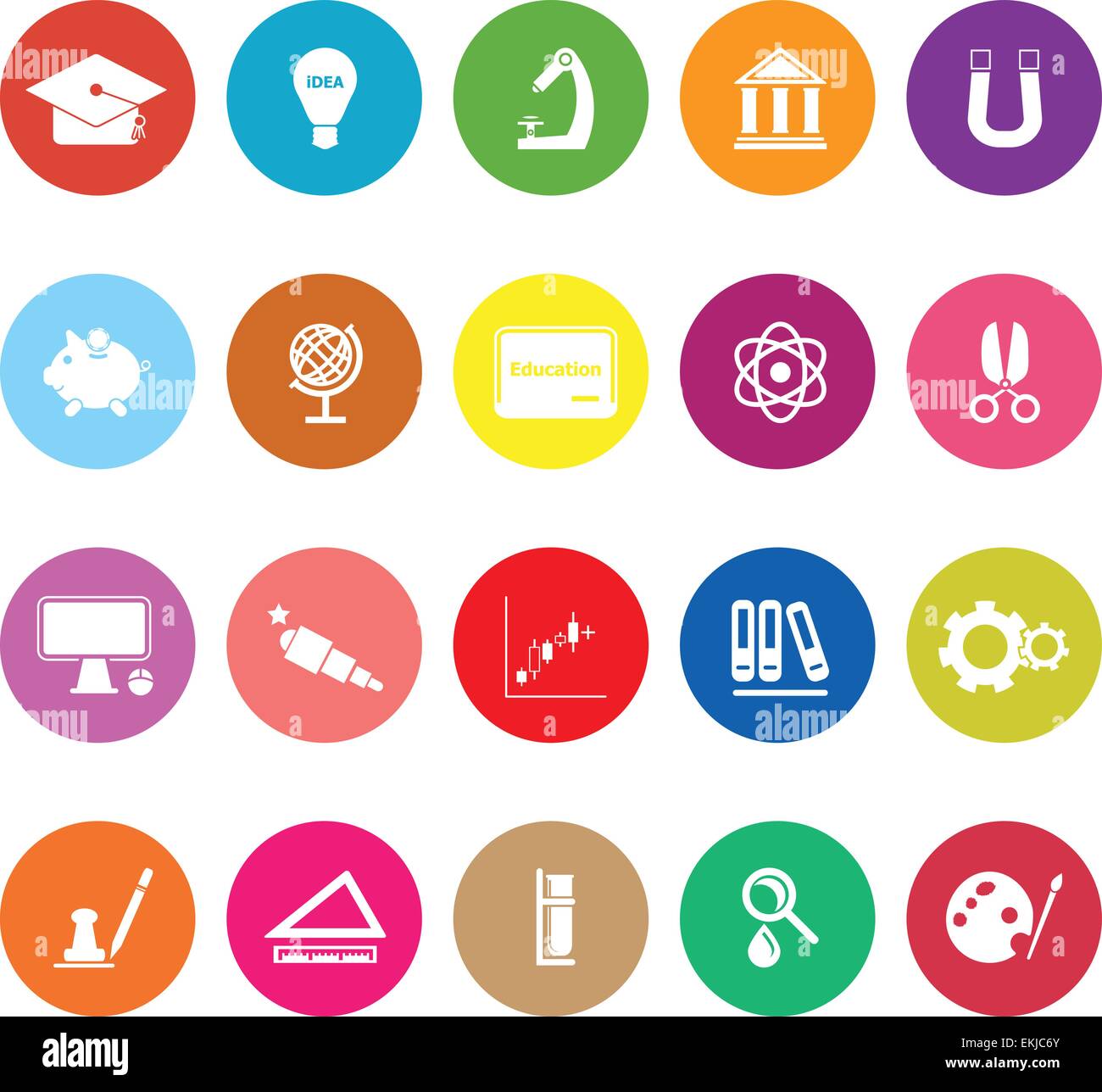 Education flat icons on white background, stock vector Stock Vector ...