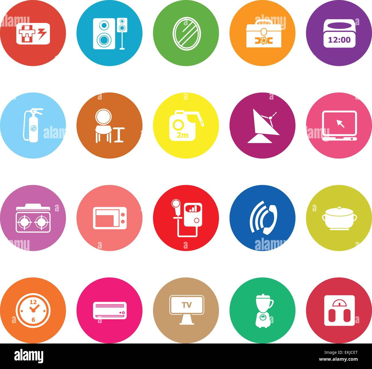 House related flat icons on white background, stock vector Stock Vector ...