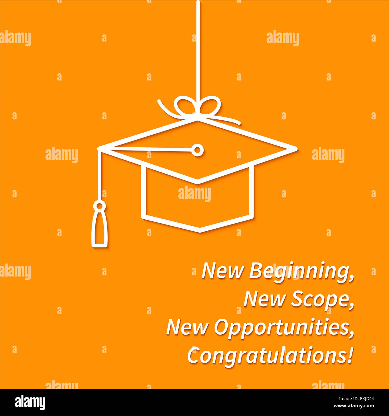 Greeting Card With Congratulations Graduate Completion of Studies Stock Photo