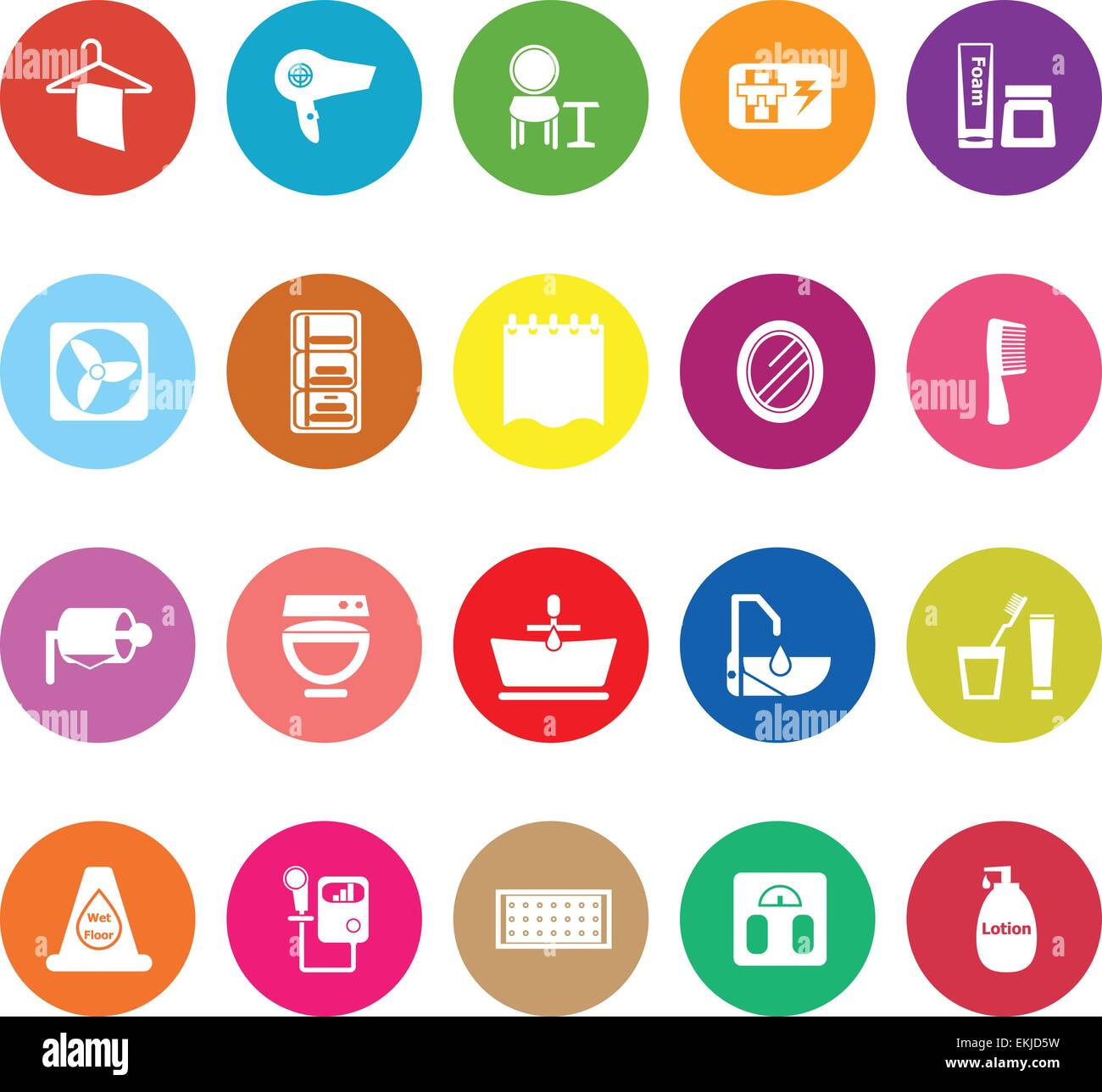 Bathroom flat icons on white background, stock vector Stock Vector ...