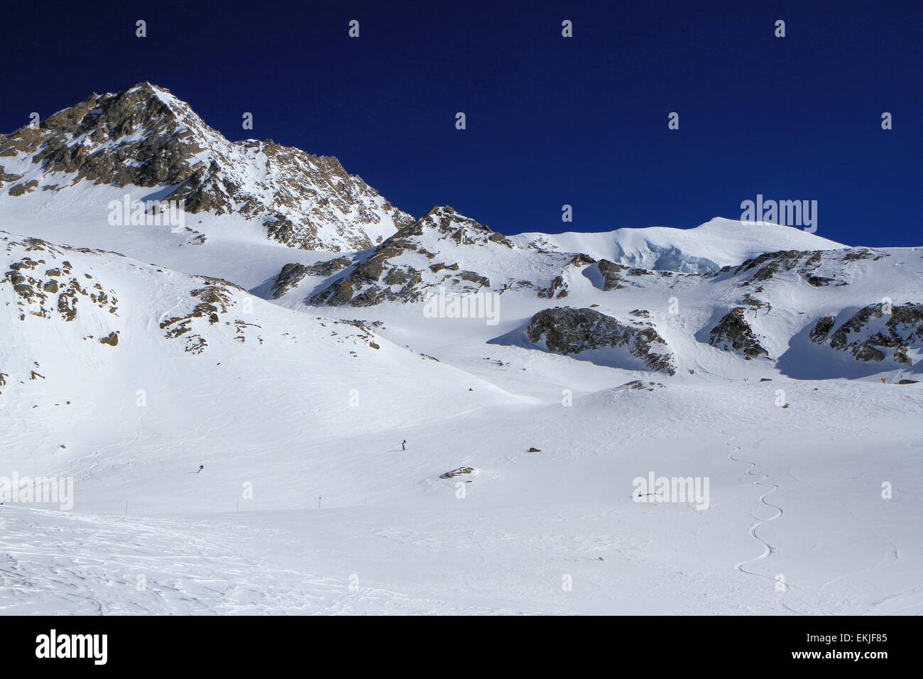 Mountain view from Saas Grund, Switzerland Stock Photo