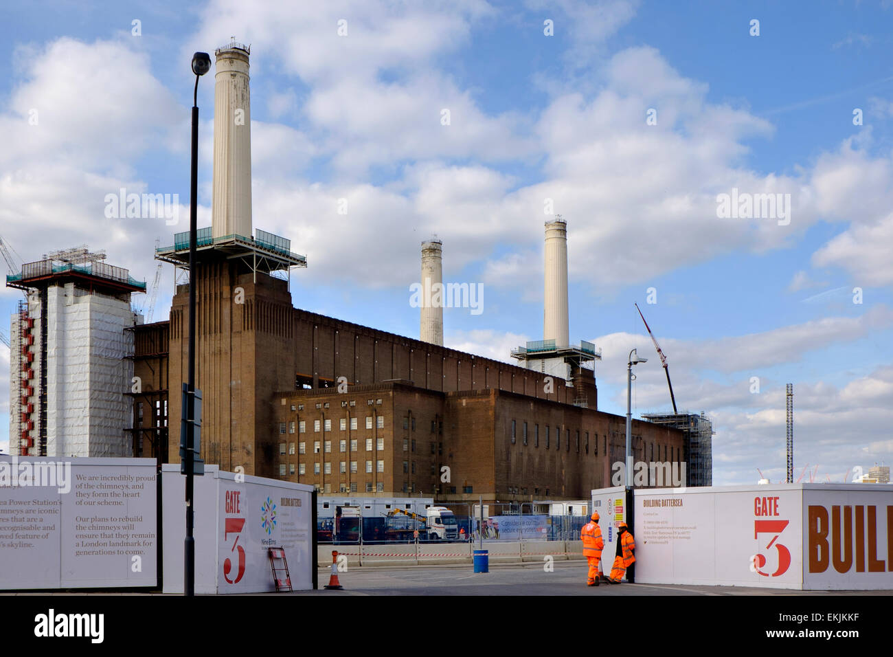 27 March 2015 - London:  Battersea Power Station undergoing redevelopment as part of the overall Nine Elms development scheme Stock Photo