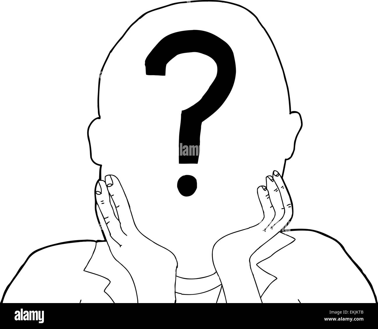 Outline of anonymous person with question mark Stock Photo