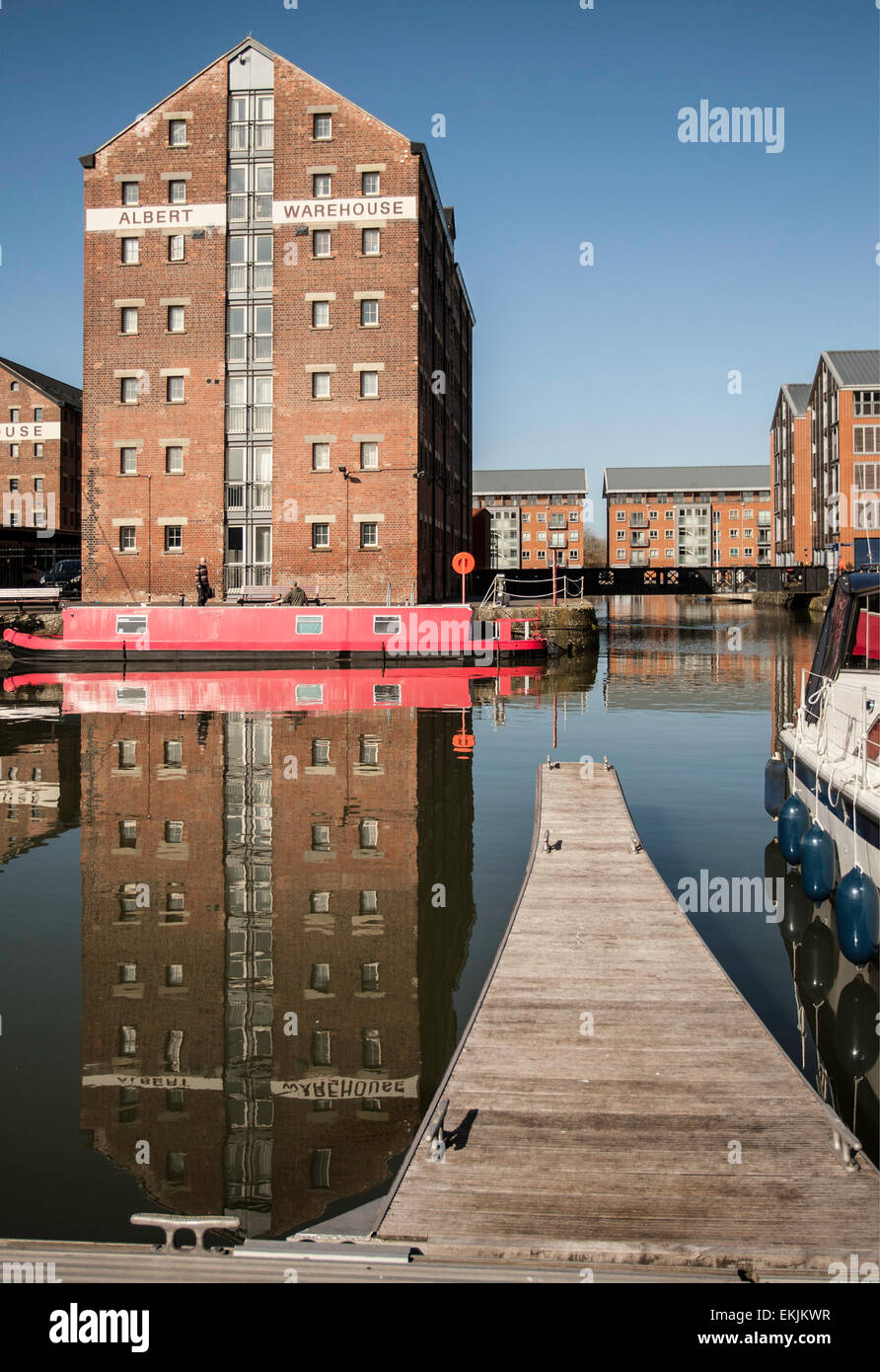 Reflections of the dockside at Gloucester Historic Docks, Gloucester Stock Photo