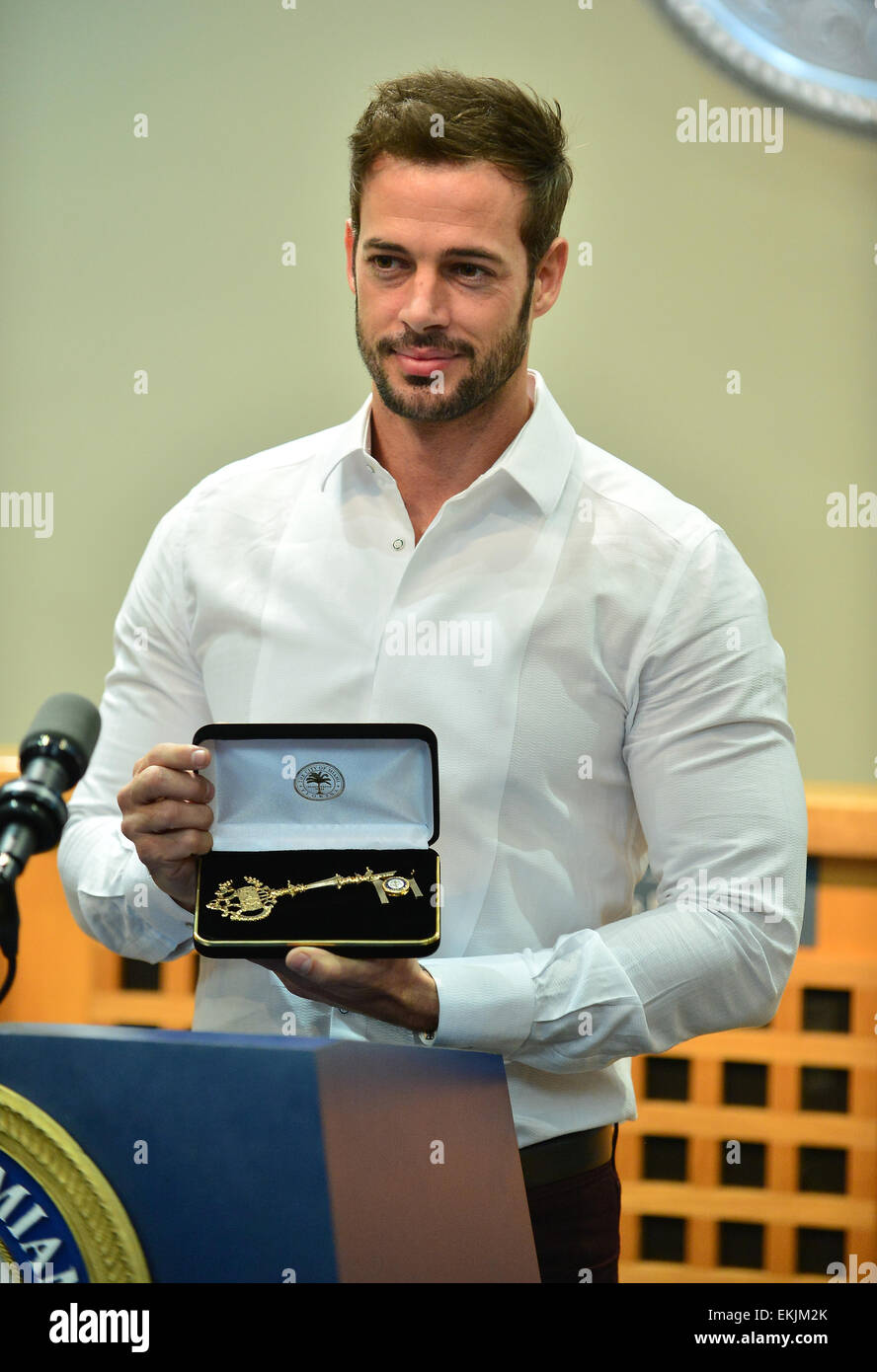 William Levy receives the key to the city of Miami  Featuring: William Levy Where: Miami, Florida, United States When: 06 Oct 2014 Stock Photo