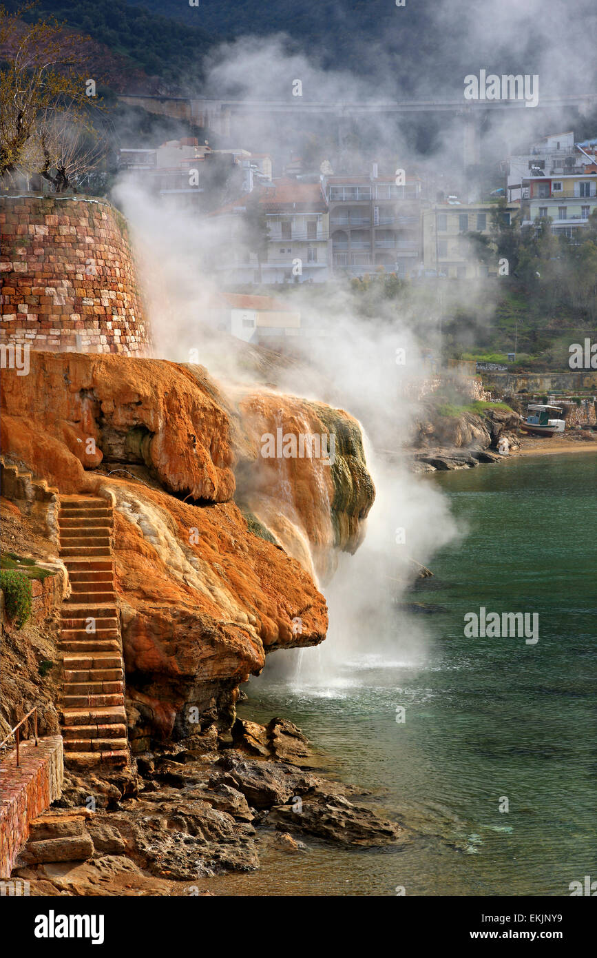 Hot springs at Edipsos ('Aidipsos') town, North Evia ('Euboea') island, Greece. Stock Photo