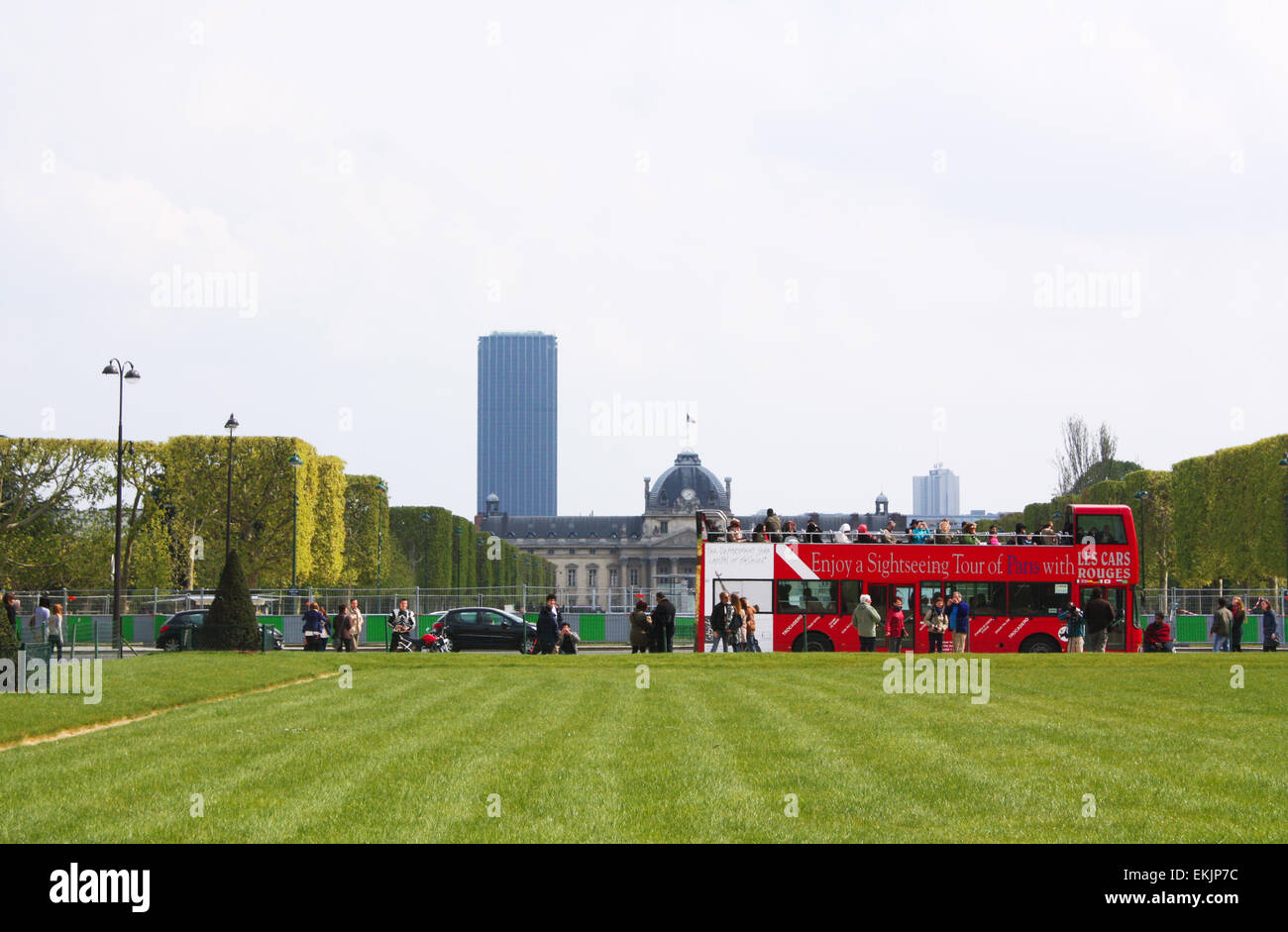 City sight seeing tourist red bus in Paris, France Stock Photo
