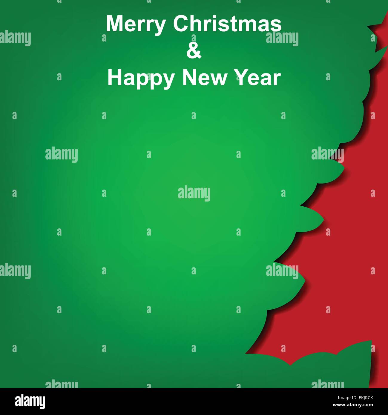 Green Christmas tree cut from paper on red background Stock Vector ...