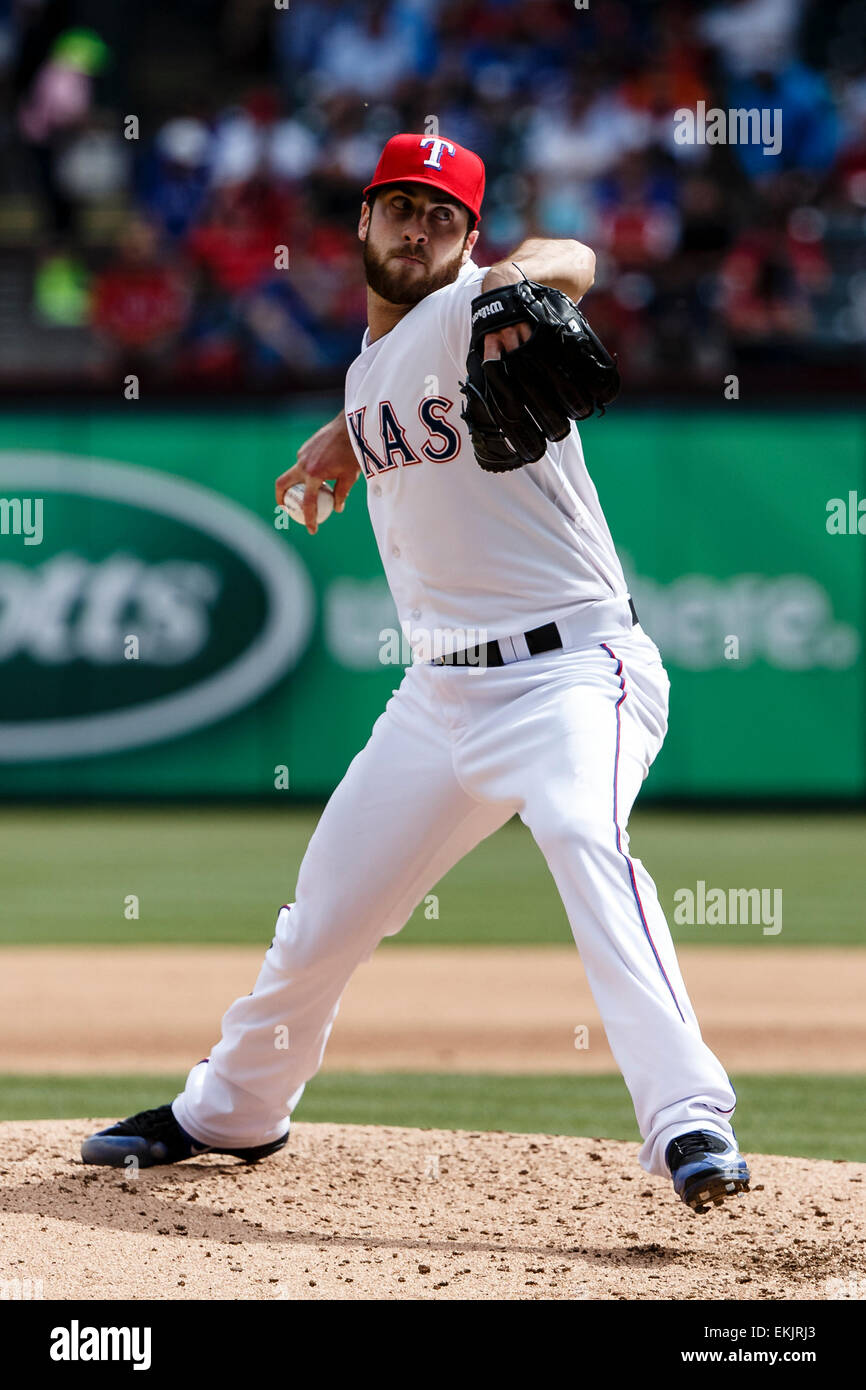 Arlington, TX, USA. 10th Apr, 2015. Texas Rangers relief pitcher ...