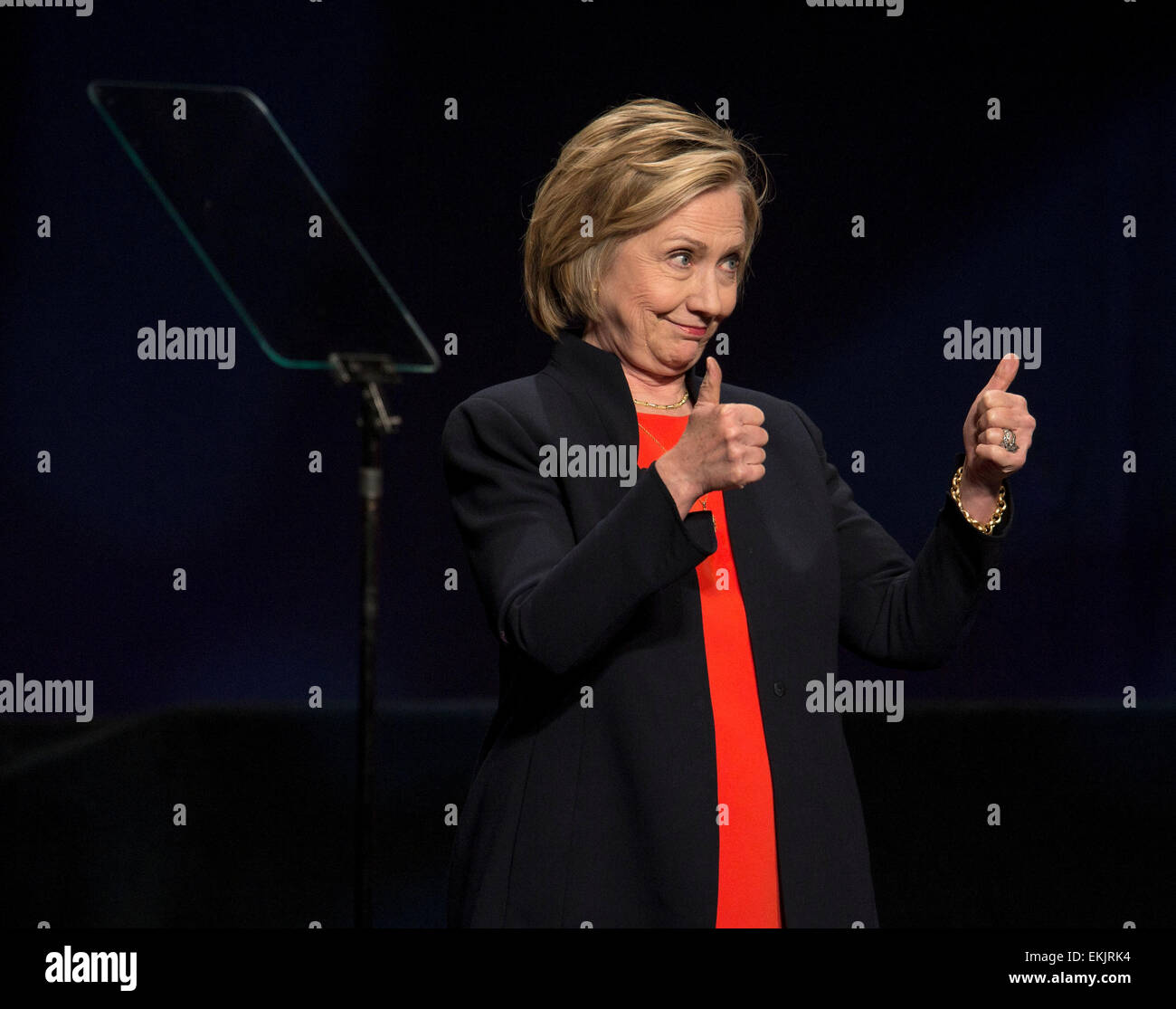 Hillary Clinton is planning to launch her presidential candidacy on Sunday followed by appearances on the campaign trail next week. 10th Apr, 2015. PICTURED: March 18, 2015 - Atlantic City, New Jersey, U.S. - HILLARY CLINTON keynotes the American Camp Association New York and New Jersey's Tr-State CAMP Conference at the Atlantic City Convention Center. Clinton is edging closer to an expected presidential run. © Brian Cahn/ZUMA Wire/Alamy Live News Stock Photo
