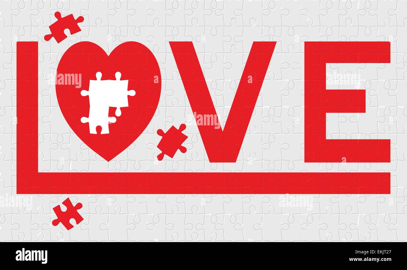 The illustration of red love jigsaw puzzle Stock Vector Image & Art Alamy