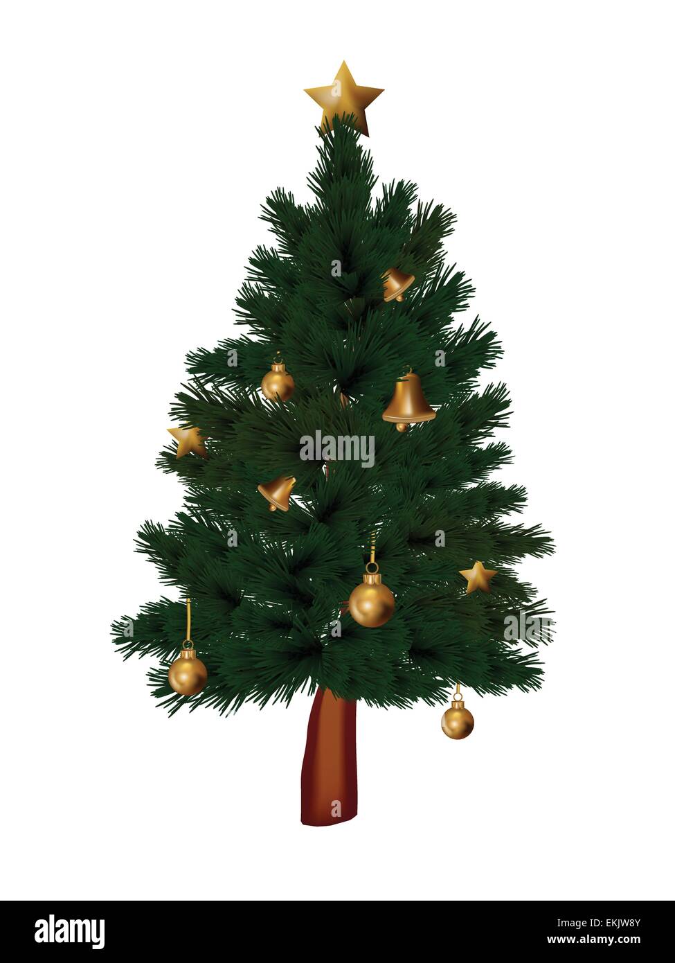 illustration of decorated Christmas tree isolated on white Stock Vector ...