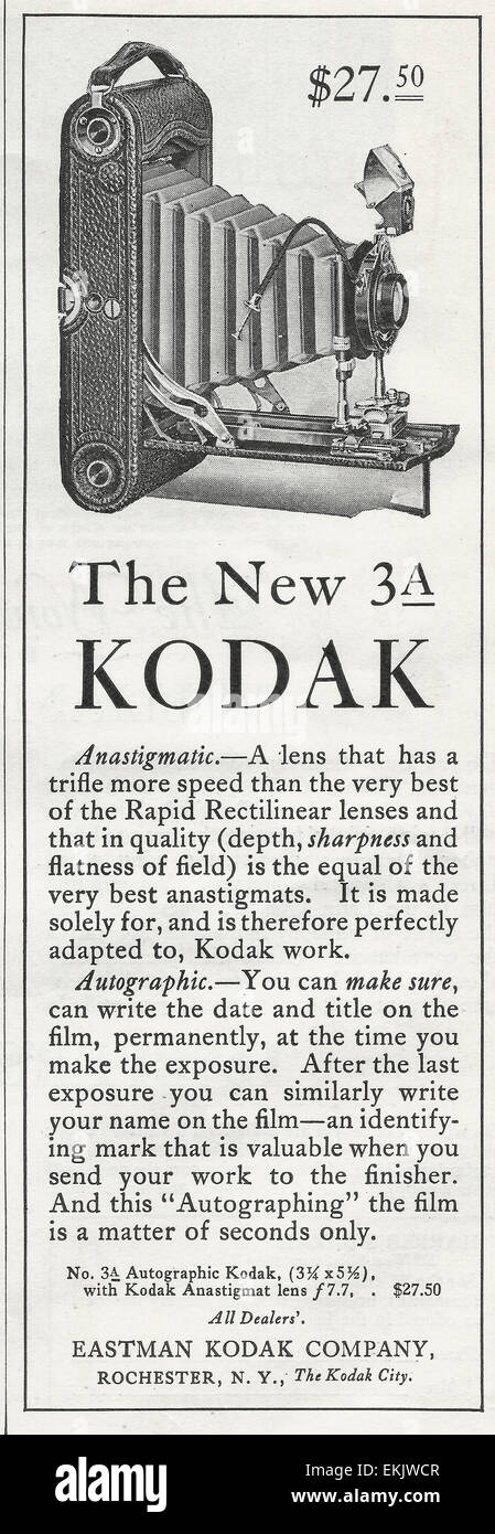 The New Kodak 3A - Advertisement, circa 1916 Stock Photo