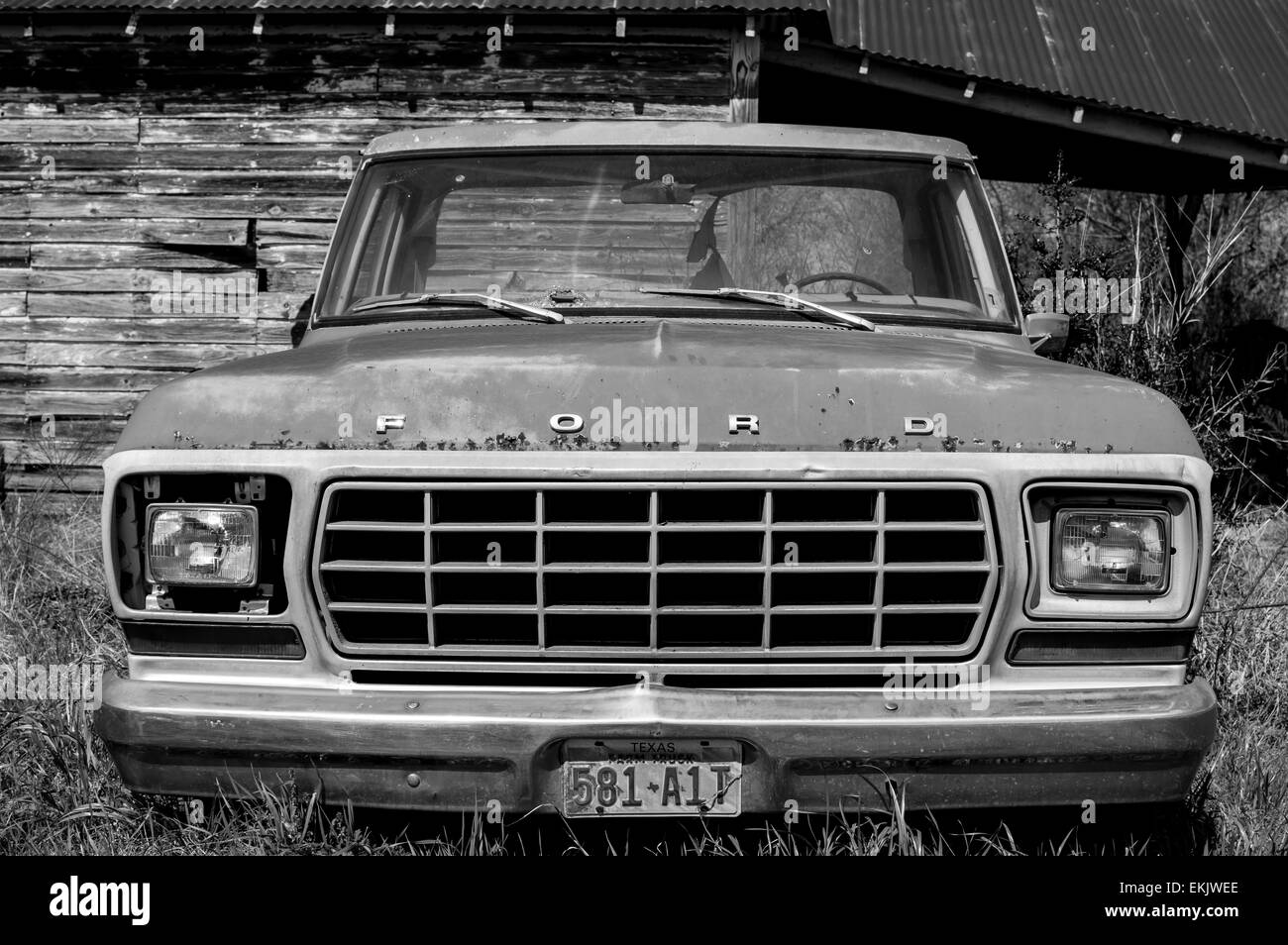 An Old Ford Truck Found On The Side Of A Highway Stock Photo