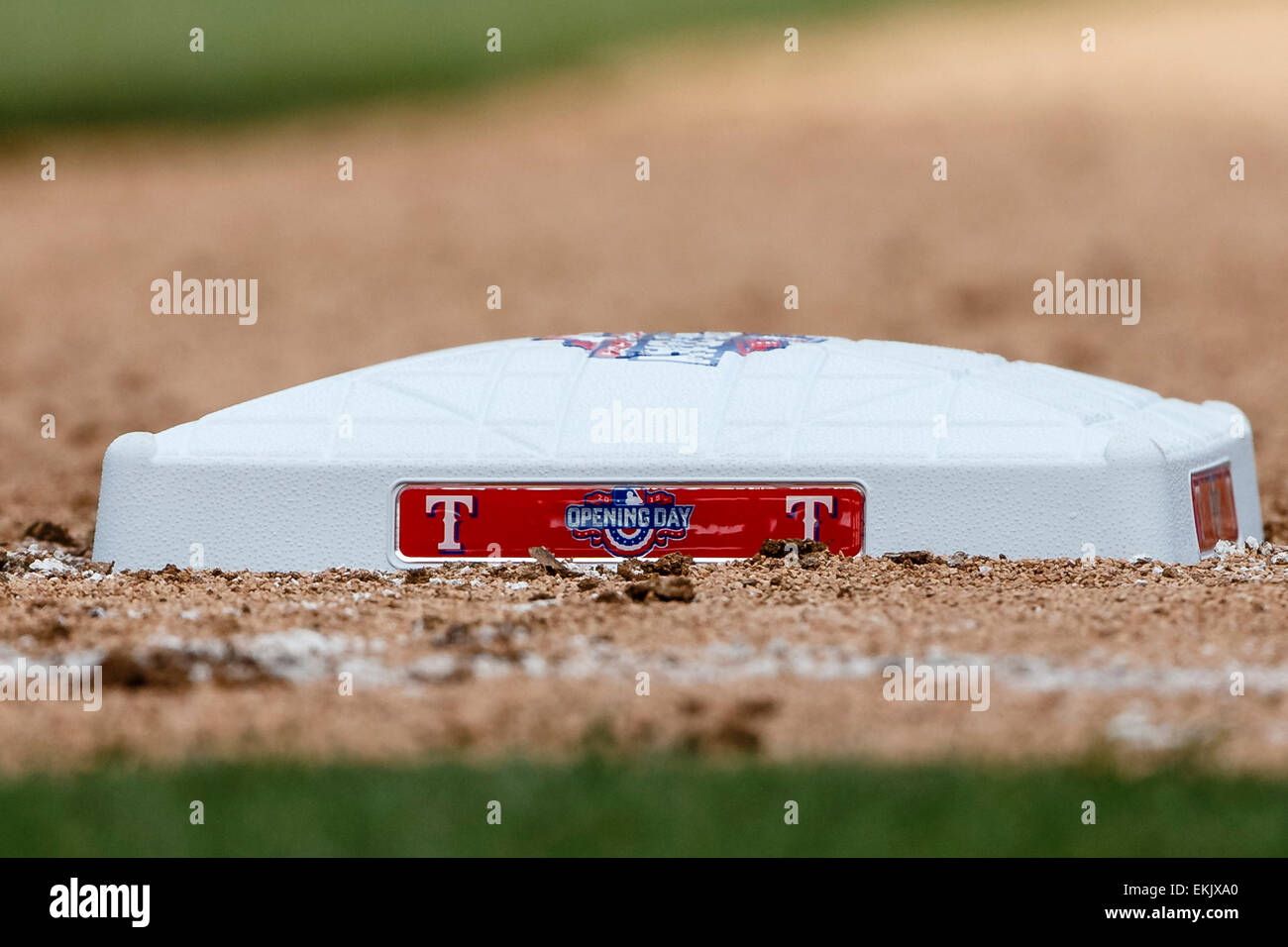 Arlington, TX, USA. 10th Apr, 2015. A Texas Rangers opening day base ...