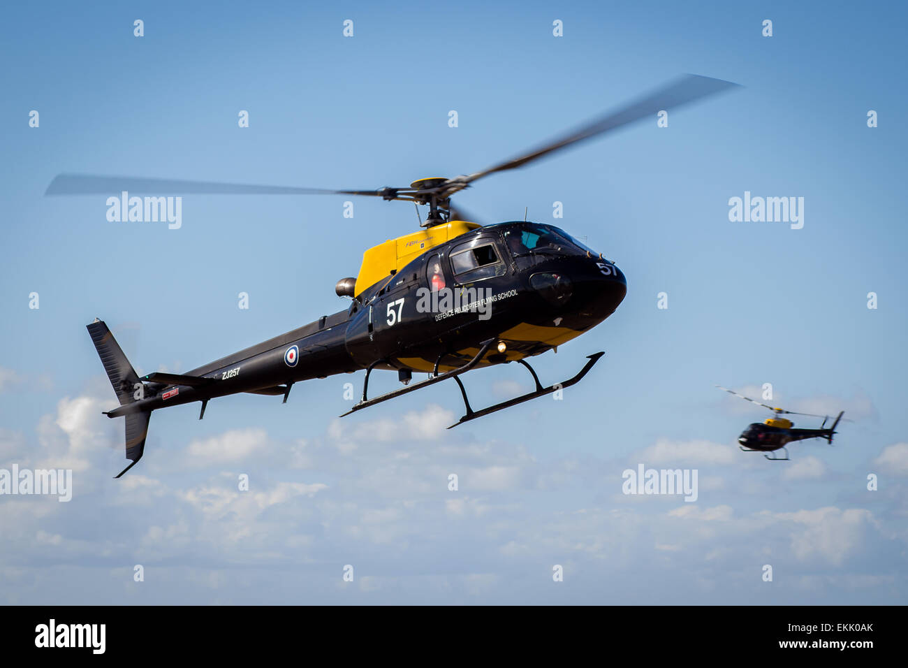 Pair of Eurocopter Squirrel HT.1 from the Defence Training School. Stock Photo
