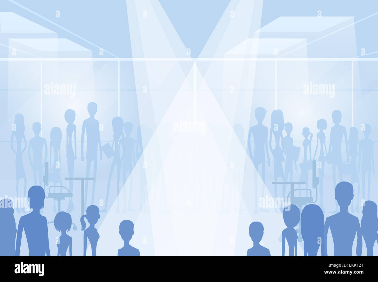 businesspeople silhouettes in office with copy space, group of business people crowd Stock Photo