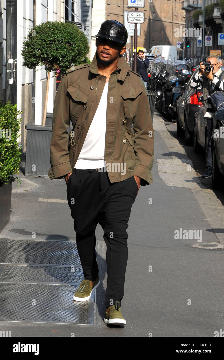 Everton F.C. striker Samuel Eto'o out and about in Milan  Featuring: Samuel Eto'o Where: Milan, Italy When: 06 Oct 2014 Stock Photo