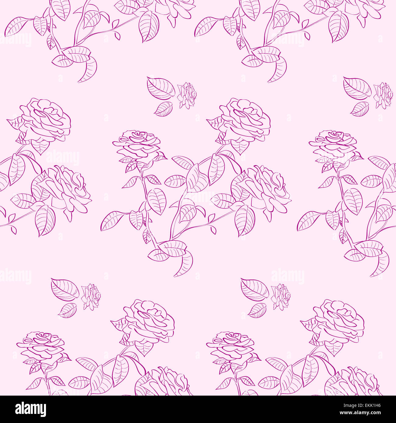 Pink Rose Flower Seamless Pattern Background Vector Stock Photo - Alamy