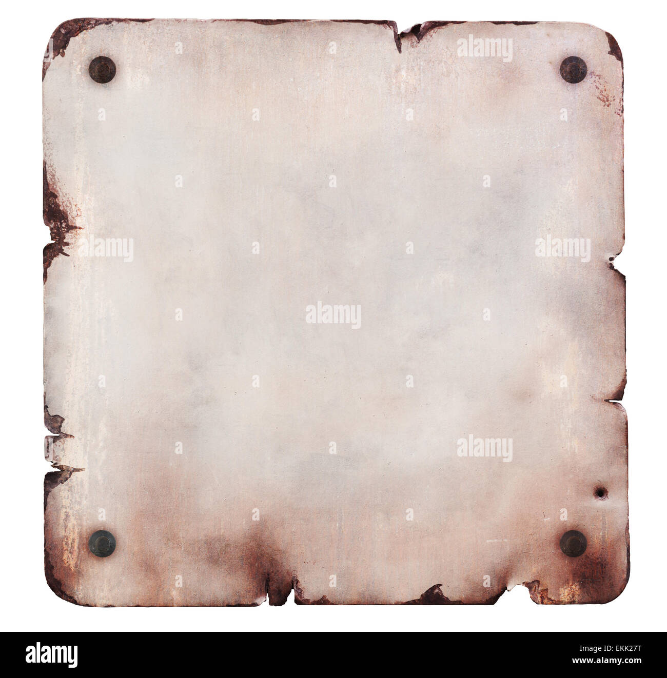 Rusty metal plate isolated Stock Photo